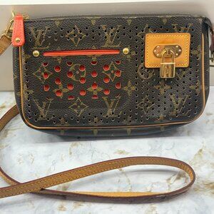 Louis Vuitton Monogram Perfo Pochette Accessoires Orange With Tags - long strap